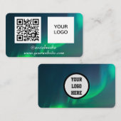Carte De Visite Aurora Borealis Médias sociaux QR Code Vert (Devant / Derrière)