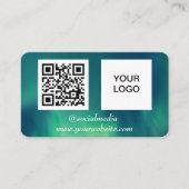 Carte De Visite Aurora Borealis Médias sociaux QR Code Vert (Devant)
