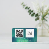 Carte De Visite Aurora Borealis Médias sociaux QR Code Vert (Debout devant)