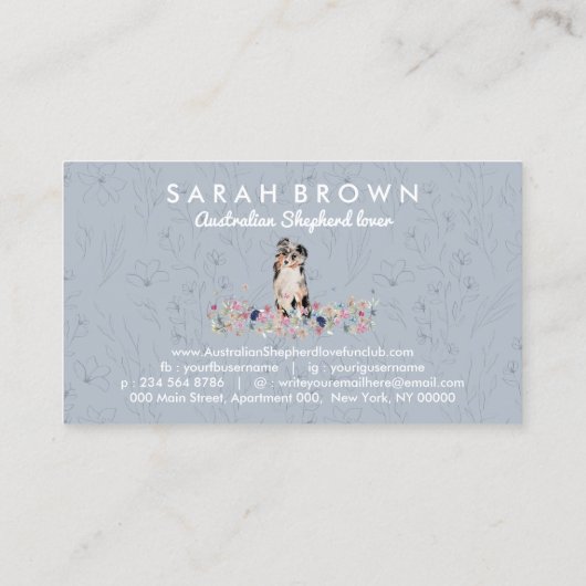 Carte De Visite Australian Shepherd Aussie (Dos)