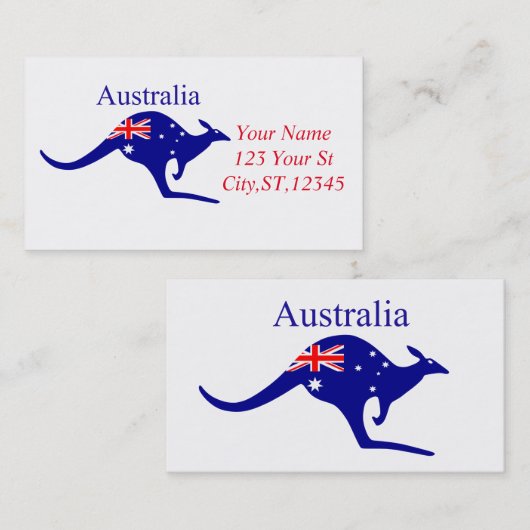Carte De Visite Australie Drapeau Kangaroo Thunder_Cove (Devant / Derrière)