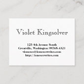 Carte De Visite Auteur (Dos)
