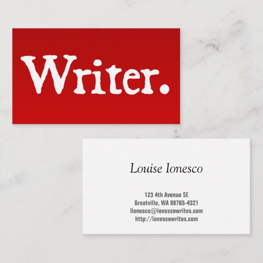 Carte De Visite Auteur (Devant / Derrière)