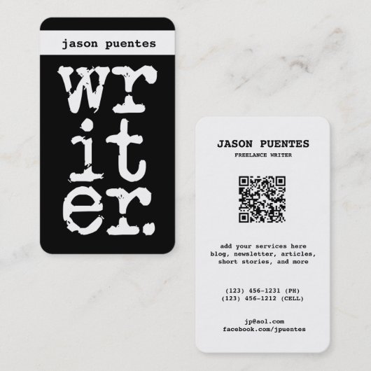 Carte De Visite auteur (Devant / Derrière)