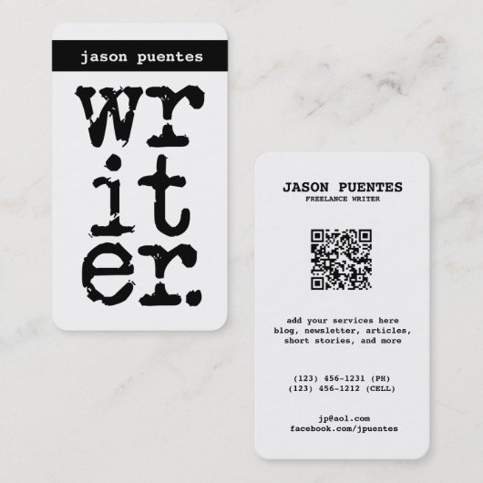 Carte De Visite auteur (Devant / Derrière)