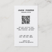 Carte De Visite auteur (Dos)