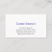 Carte De Visite Auteur (Dos)