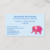 Carte De Visite Auteur animal d'auteur de livre d'enfants (Dos)