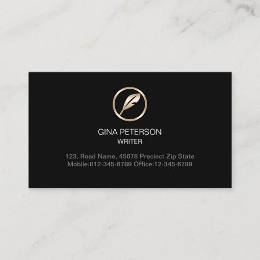 Carte De Visite Auteur Auteur Copywriter Novelist Quill (Devant)