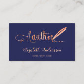 Carte De Visite Auteur bleu marine rose or code QR (Devant)