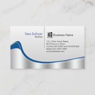 Carte De Visite Auteur Chrome Silver Wave Professionnel