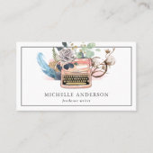 Carte De Visite Auteur de code QR vintage Floral Typewriter (Devant)