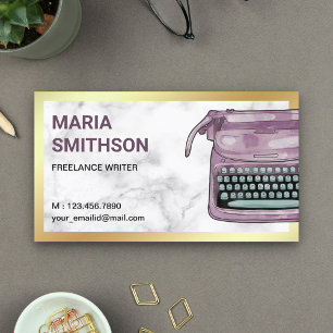 Carte De Visite Auteur de code QR vintage Purple Typewriter