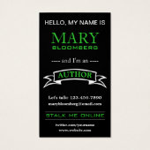 Carte de visite auteur de couverture de livre prom (Dos)