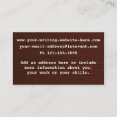 Carte De Visite Auteur de retro sur bois (Dos)