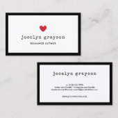 Carte De Visite Auteur de Sweet Red Heart Romance (Devant / Derrière)