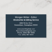 Carte De Visite Auteur du Ghostwriter de connexion mondiale eBook, (Dos)