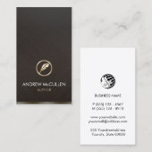 Carte De Visite Auteur Ecrivain Faux Gold Quill Icon (Devant / Derrière)