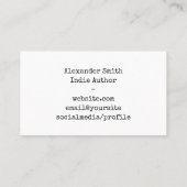 Carte De Visite Auteur indépendant de la machine à écrire de style (Dos)