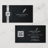 Carte De Visite Auteur noir et argenté élégant (Devant / Derrière)