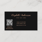 Carte De Visite Auteur rose noir code QR or (Dos)
