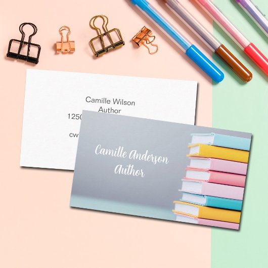 Carte De Visite Author Book Launch Cute Pastel Freelance Writer