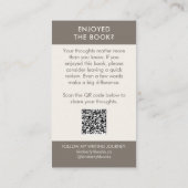 Carte De Visite Author Book Review Request Card QR Code Taupe (Dos)