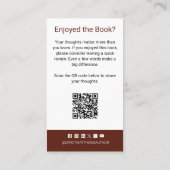Carte De Visite Author Review Request Card QR Code Book Launch (Dos)