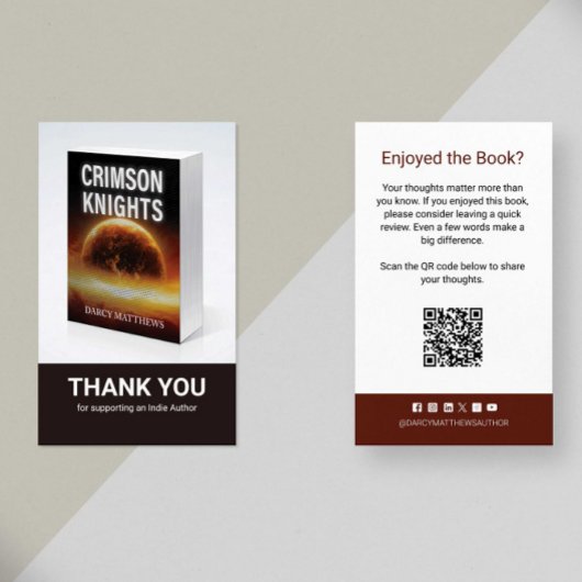 Carte De Visite Author Review Request Card QR Code Book Launch