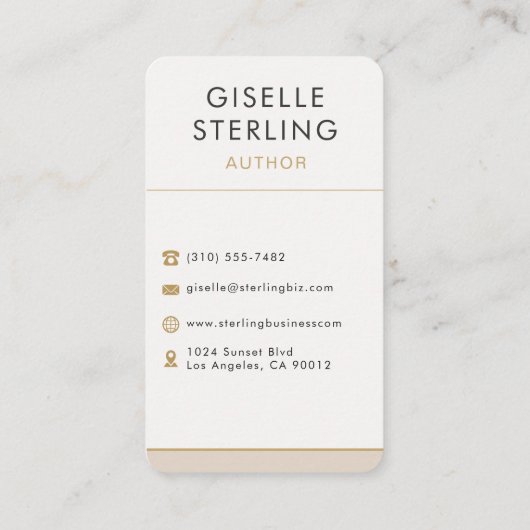 Carte De Visite Author Writer Professional (Dos)