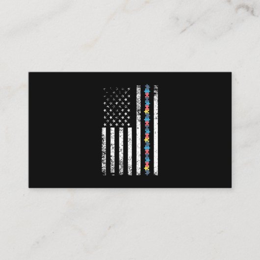 Carte De Visite Autism Shirt American Flag Puzzle (Devant)