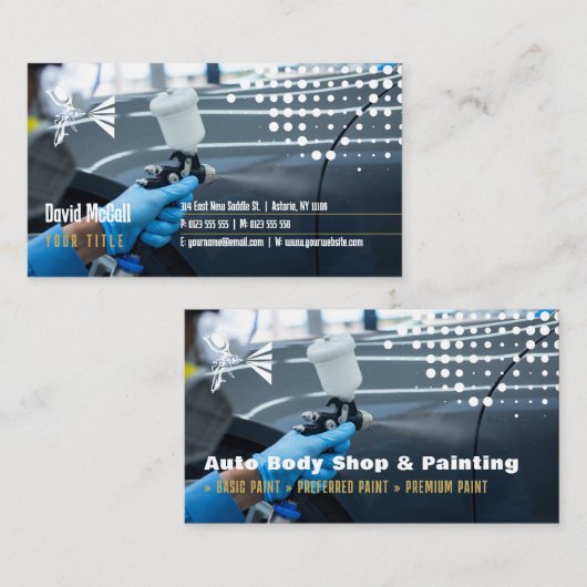 Carte De Visite Auto Body Shop & Peinture | Paint Sprayer Business (Devant / Derrière)