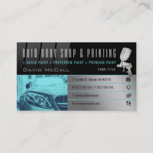Carte De Visite Auto Body Shop & Peinture   Pulvérisateur de pein