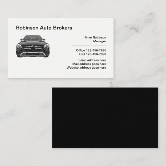 Carte De Visite Auto Broker automobile professionnelle (Devant / Derrière)