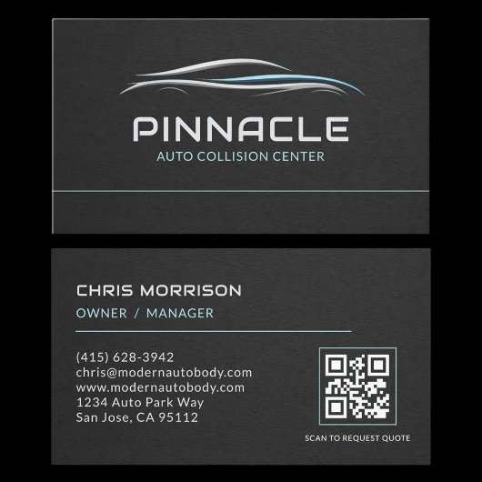 Carte De Visite Auto Collision Center QR Code Professional