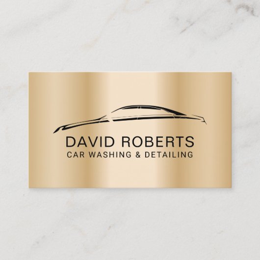 Carte De Visite Auto Détail Lave voiture moderne Or Automobile (Devant)