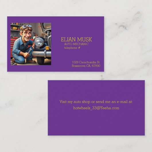 CARTE DE VISITE " AUTO MÉCANIQUE " (Devant / Derrière)