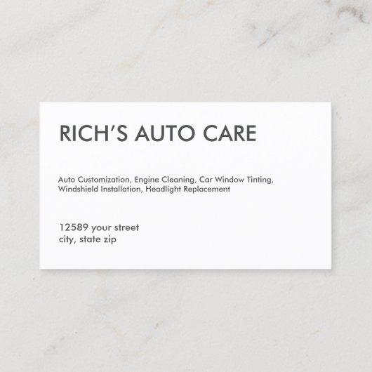 Carte De Visite Auto Modification de voiture (Dos)