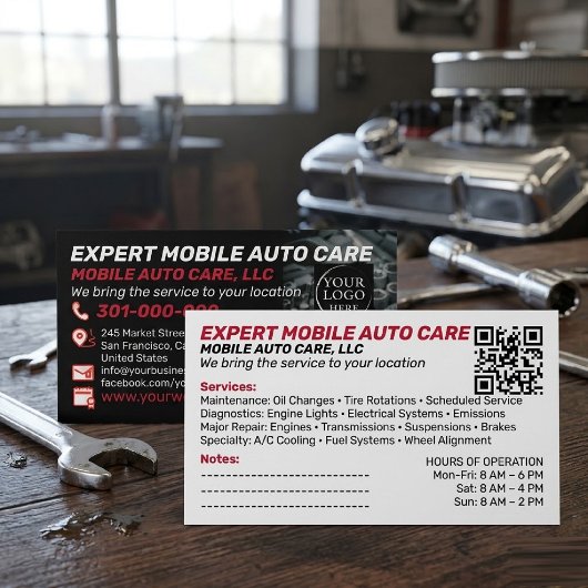 Carte De Visite Auto Repair & Car AC Specialist Custom Logo QR Cod