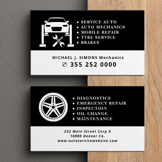 Carte De Visite Auto repair professional mobile mechanic service