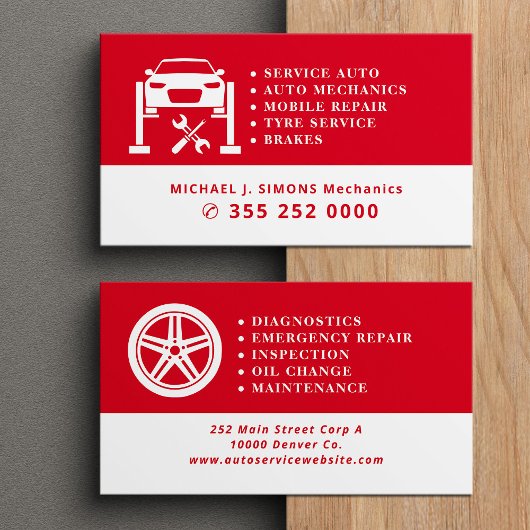 Carte De Visite Auto repair professional mobile mechanic service