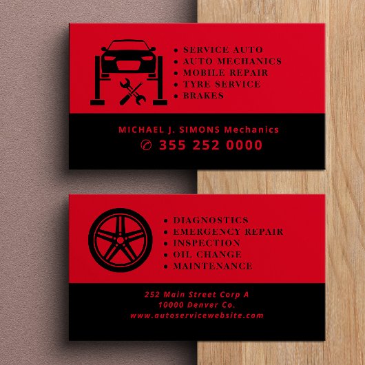 Carte De Visite Auto repair professional mobile mechanic service