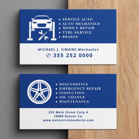 Carte De Visite Auto repair professional mobile mechanic service