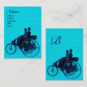 Carte De Visite AUTO RÉPARATION MONOGRAMME AUTOMOBILE turquase ble (Devant / Derrière)