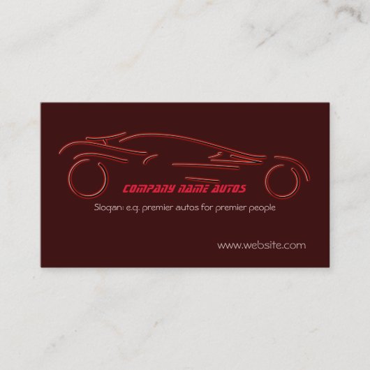 Carte De Visite Auto Sales Voiture de sport sur le rouge de luxe (Devant)
