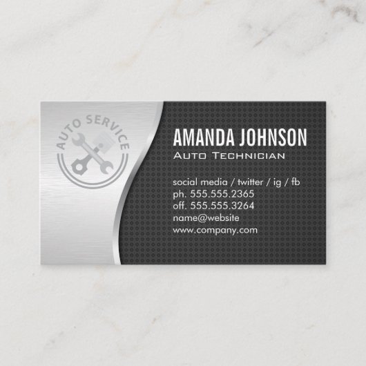 Carte De Visite Auto Services | Mechanic | Tech (Devant)
