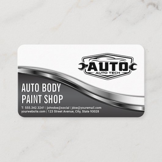 Carte De Visite Auto Tech Body Shop | Car Service Icons (Devant)