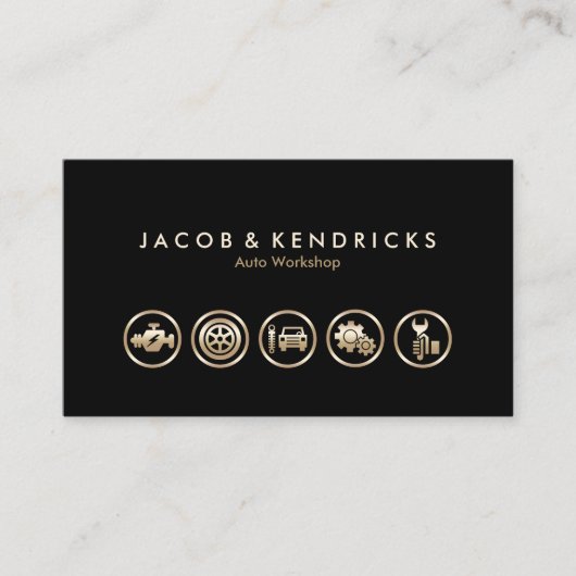 Carte De Visite Auto Workshop Gold Icons BusinessCard (Devant)