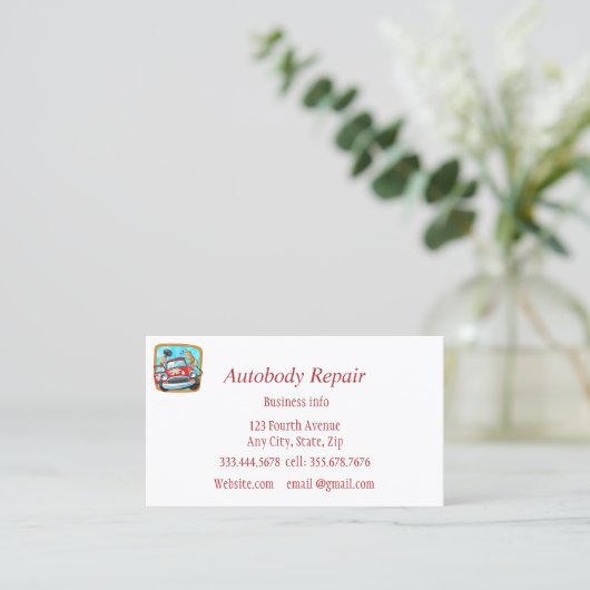 Carte De Visite Autobody Repair Shiny Metal Background (Debout devant)