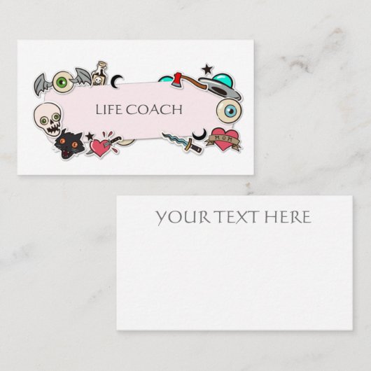 Carte De Visite Autocollants de style tatouage funky (Devant / Derrière)